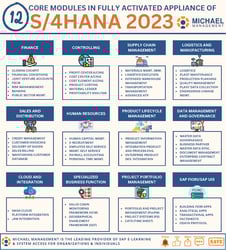 12 core modules S4HANA 2023